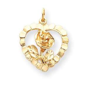   14k Rose in Heart Charm   Measures 17.8x23.8mm   JewelryWeb Jewelry
