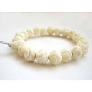 Ox Bone Buddhist Flower Beads Wrist Japa Mala Bracelet for 