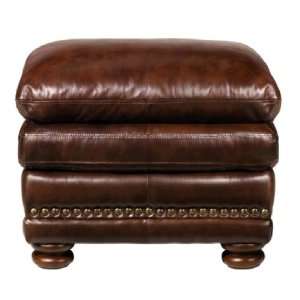  McKinsley Burgundy Leather Ottoman: Home & Kitchen