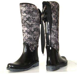 COACH Black/Camaflauge TRISTEE ALL WEATHER BOOTS NEW 7  