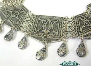 Fine Yemenite Artisan Ethnic Silver & Filigree Necklace  