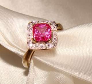   SOLID 10K GOLD PINK CREATED LAB SAPPHIRE RING SZ 7 YELLOW GOLD  