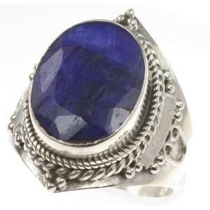   925 Sterling Silver Created SAPPHIRE Ring, Size 9.25, 7.93g: Jewelry