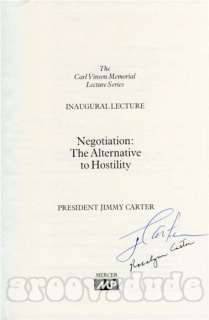 Jimmy Rosalynn Carter NEGOTIATION Book RARE In Person Authentic SIGNED 