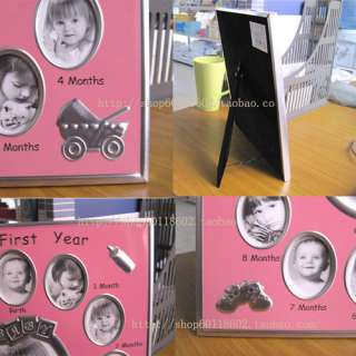 Baby picture Photo frame month by month   1 year pink  