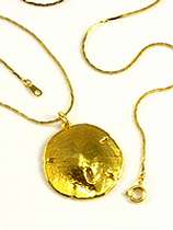 REAL SHELL Mini Sand Dollar Necklace Pendant With Chain  