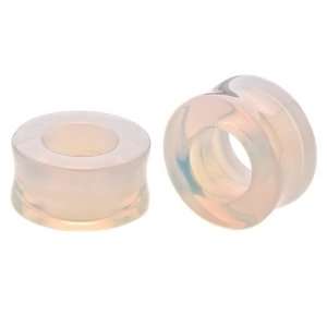 Pair of 1 (25mm) Opalite   Natural Stone Organic Double Flared Flesh 