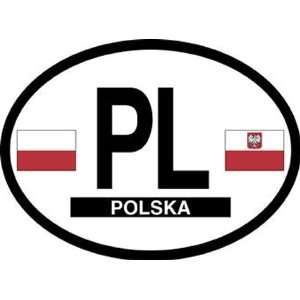  PL Poland Oval Reflective Decals 2 Pack Automotive