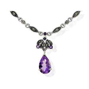 Silver Amethyst & Marcasite Necklace: Jewelry