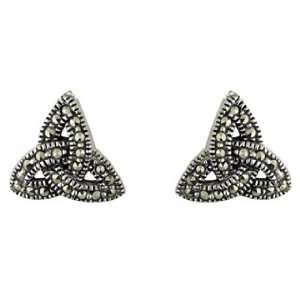  Sterling Silver Trinity Knot Marcasite Earrings Jewelry