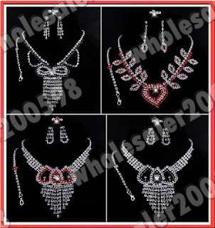 Wholesale 4sets 4styles Red&White Acryl Festival Necklaces+Earrings 