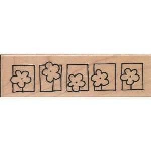  Five Daisy Window Wood Mounted Rubber Stamp (G051) Arts 