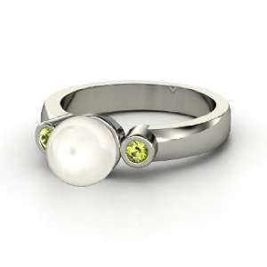  Kayla Ring, White Cultured Pearl Sterling Silver Ring with 