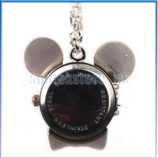 Silver Pocket Disney Mickey Mouse Necklace Watch Gift  