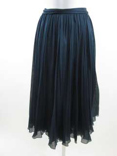 NEW AUTH HERMES Teal Silk Pleated Wrap Skirt Sz 38  