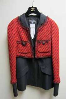  Crop Red Tweed Jewel Double Jacket 40 Tux Boyfriend NWT 2011A  