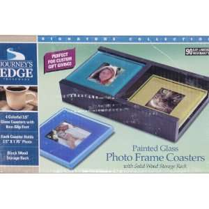 com Journeys Edge Painted Glass Photo Frame Coasters with Solid Wood 