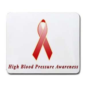  High Blood Pressure Awareness Ribbon Mouse Pad: Office 