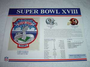 SUPER BOWL XVIII 1984 PATCH W&W NFL RAIDERS vs REDSKINS  