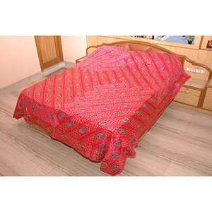  Aari Jari Hand Stitching Metallic Thread Bedspread   King 