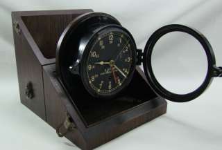 RARE US ARMY WW II CLOCK WOODEN CASE,WORKING  