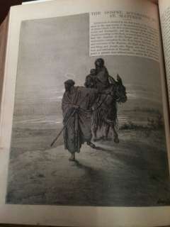 ANTIQUE HOLY FAMILY BIBLE UNMARKED GUSTAVE DORE WOOD PLATES KING JAMES 