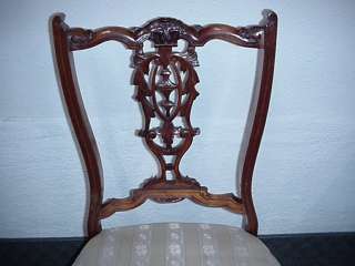 Antique Chair LOW Dark Wood / Wheels With Carving RARE  