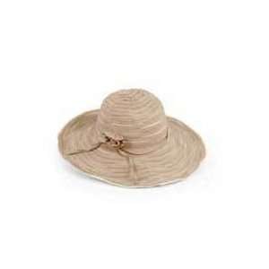 New Sunday Afternoons Inc Natalie Ribbon Hat Taupe 50+Upf 5 Inch Brim 