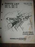 Homelite XEL 8 XEL 12 10 14 Chainsaw Parts List Manual  