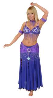 Red sequin Belly Dancing costume 6 piece Outfit skirt  