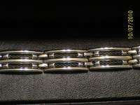 Mens Stainless Steel and Black Cable Link Bracelet NIB  