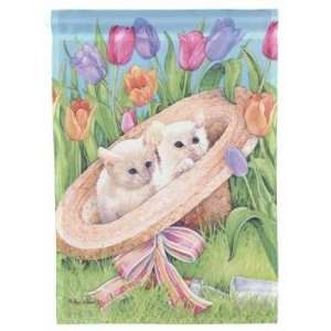    Garden Flag Garden Hat Kittens 12.5 x 18 