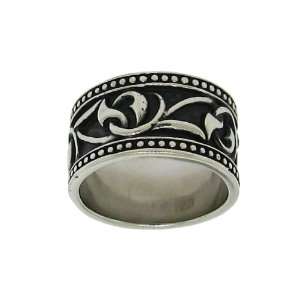   Inspired Design With Black Ink Accenting Band Ring  Size 9.5: Jewelry