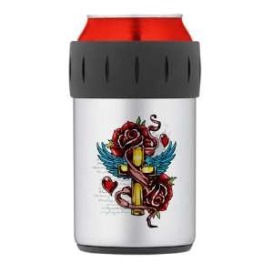   Can Cooler Koozie Roses Cross Hearts And Angel Wings 