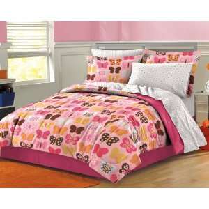  Girls Butterfly Wings Pink White Kid Bedding Comforter Set: Home