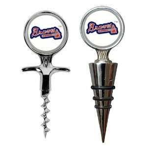   Braves MLB Cork Screw and Wine Bottle Topper Set: Sports & Outdoors