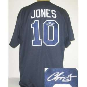Chipper Jones Autographed Blue Atlanta Braves Jersey   Autographed MLB 