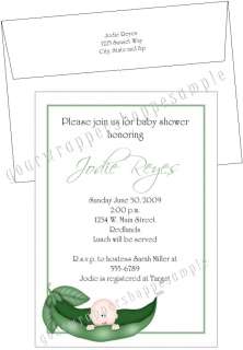 20 5x7 TWINS PEAS IN A POD Baby Shower Invitations  