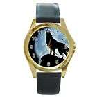 HOWLING WOLF Round Gold Metal Wri