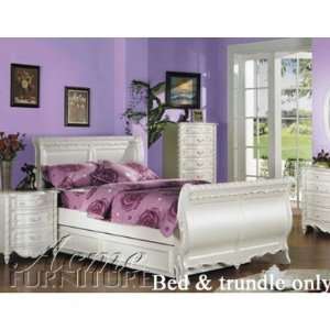  Full Size Sleigh Bed with Twin Trundle White Finish: Home 