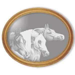 Arabian Knights Oval Etched Horse Mirror