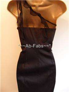 New Karen Millen One Shoulder Black Silk Ruffle Dress  
