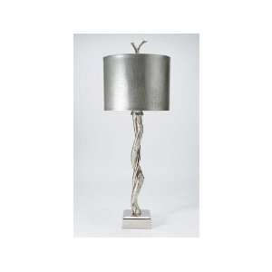 Twisted Silver Metal Table Lamp with Metal Shade: Home 