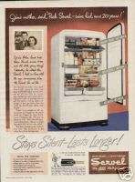 1948 Servel Gas Refrigerator Woman Man Vintage Ad  