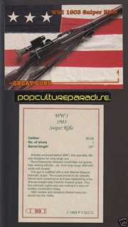 WWI WW1 1903 SNIPER RIFLE 30.06 Rifle Great Guns CARD  