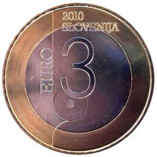 SLOVENIA 3 EURO 2010 Ljubljana   World book capital  UNC  