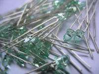 50 pcs Pure Green 3mm LED (T1), Non Diffused 30mA 2V  