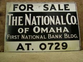 Vintage National Omaha Sign > Antique Old Bank Signs  