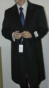Mens Wool & Cashmere Blend Full Length Grey/Charcoal Overcoat Jacket 