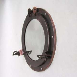 Iron Antiqued Porthole Mirror 11   Nautical Decor  